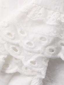 DAZY 女士连帽长袖宽松纹理面料蕾丝拼接休闲度假风常规外套 - 白色 - 查看 7