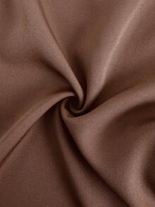 GlowEve CURVE Plus Size Women's Solid Color Pocket Pleated Casual Pants Elastic Waist Pants Loose Pants Pleated Pants Brown Pants High Waist Pants Wide Leg Pants Brown Bottoms Brown Wide Leg Pants - Coffee Brown - View 3