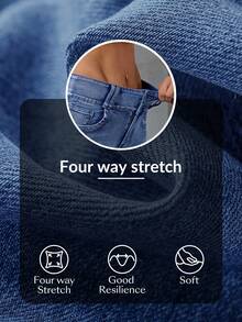 Flexra Shorts vaqueros de corte slim con abertura, versátiles para el verano - Azul - Ver 8