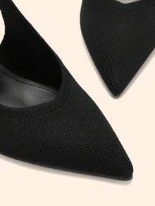 CUCCOO BASICS Women's Fashion Open Heel Pointed Toe Chunky Mid-Heel Pumps, Classic Minimalist Design For Commuting, Dating, Party, Holiday, Wedding - Vintage Black - View 11