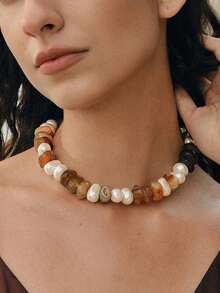 Opalesca Dây chuyền hạt cườm cho nữ, ngọc trai/pha lê, mạ vàng 18K, thích hợp cho mùa hè/bãi biển/lễ hội/tiệc tùng/kỳ nghỉ/du lịch, lễ đính hôn/đám cưới/lời hứa, dành cho mẹ/phụ nữ/bé gái/người mẹ. - Nhiều màu - Xem 1