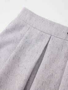 Lumivelle Chân váy da PU xòe eo điều chỉnh được dành cho nữ mùa thu - Xám - Xem 6