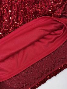SHEIN Unity Sequin Backless Mini Dress, Valentine's Day Outfits - Red - View 5