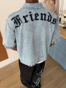 STEELVANCE Men's American Casual Distressed Embroidered Denim Jacket - Blue - View 4