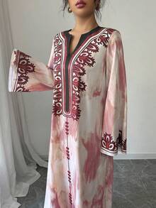 Modelyn 女士梭织烧花长袖宽松连衣裙 - 粉色 - 查看 7