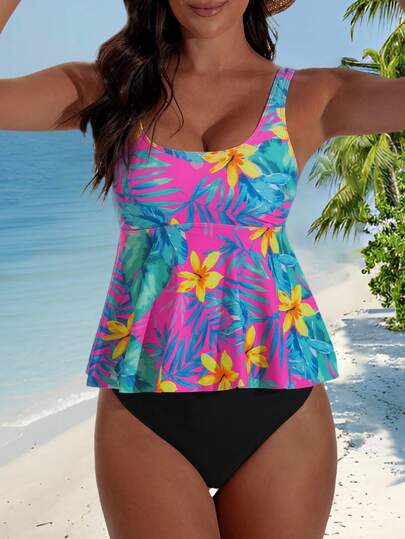 Swim Lushoire 女士休闲圣诞沙滩派对印花比基尼两件套泳衣