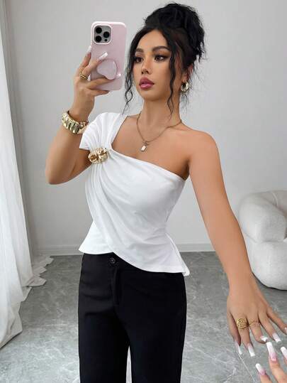 Elenzga Women's Elegant Asymmetric Metal Accessory Shoulder Epaulet