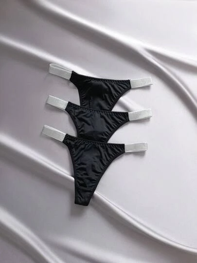 EmpressEnvy 3packs Contrast Tape Sexy Thongs Thong Underwearthong Packmens Thong