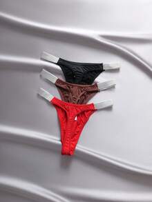 EmpressEnvy 3条装撞色胶带性感丁字裤丁字裤内衣丁字裤套装男士丁字裤 - 彩色 - 查看 2