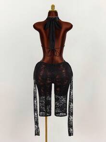 Amplova 2026 Lace See-Through Sexy Music Festival Jumpsuit For Women - Black - View 5