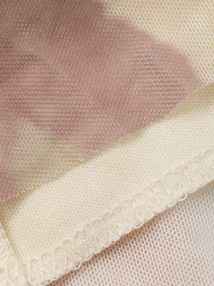 Spring & Summer Floral Print Dress, Elegant Fitted Mermaid Hem Sheer Long Sleeve Dress For Music Festival, Wedding, Party, Commute Sundress