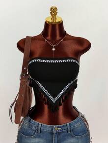 Amplova 2026 Music Festival Black Bandeau Top, Headscarf Bandeau Top For Women - Black - View 10