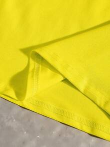 Glimmora 女士圆领星星字母印花休闲百搭通勤度假短袖T恤 - 黃色 - 查看 5