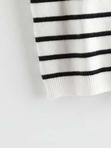 GlowEve 女士休闲百搭条纹无袖针织上衣，夏季 - 黑與白 - 查看 5