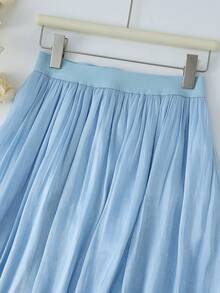 GlowEve 女士弹力腰半身裙，优雅休闲日常穿着，夏季沙滩度假长裙 - 藍色 - 查看 3