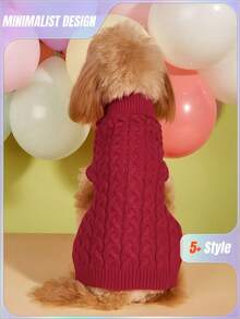 1pc Dachshund Sweater, Long Dog Sweater, Pet Clothing, Solid Color British Style Pet Sweater, Extended Pet Sweater, Minimalist Design, Couple/Best Friend Style, Suitable For Poodle, Basset Hound, Dachshund, Beagle, Corgi, Long Dogs, Cats - Burgundy - View 1
