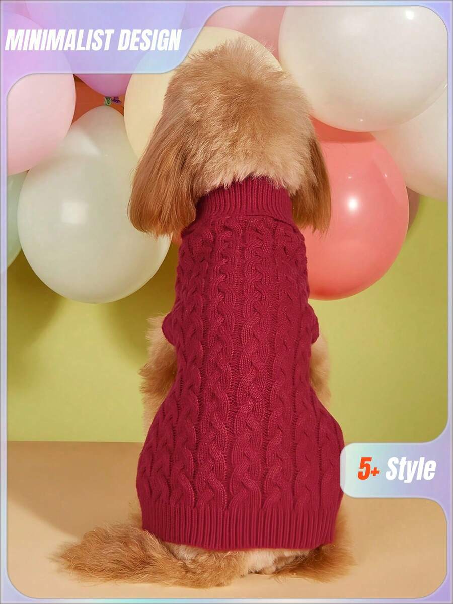 1pc Dachshund Sweater, Long Dog Sweater, Pet Clothing, Solid Color British Style Pet Sweater, Extended Pet Sweater, Minimalist Design, Couple/Best Friend Style, Suitable For Poodle, Basset Hound, Dachshund, Beagle, Corgi, Long Dogs, Cats - Burgundy - View 1