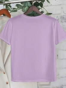 EMERY ROSE 大码女式夏季上衣 “善待他人”印花图案短袖休闲圆领T恤 - 紫色 - 查看 2