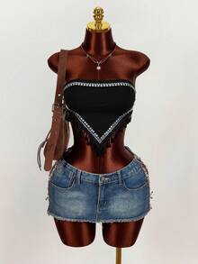 Amplova 2026 Music Festival Black Bandeau Top, Headscarf Bandeau Top For Women - Black - View 7