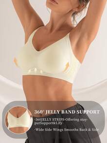 DesireSculpt 1pc Women's Seamless Wireless Bra With Soft Cups, Comfortable And Minimalist Daily Wear - White - View 1