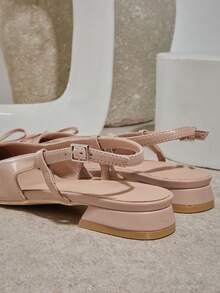 SHUZIA Women's Elegant Color Block Slingback Low Heel Pumps Valentine's Day - Apricot - View 5