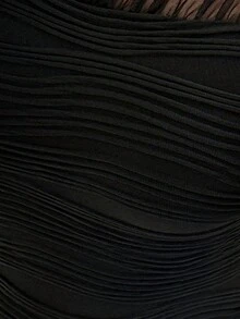 Feyla 新款拼接透视网纱修身短袖上衣 - 黑色 - 查看 8