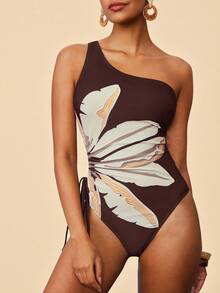 Travachic 女士印花连体泳衣，适合海滩度假 - 棕色 - 查看 6