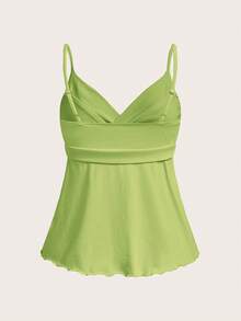 CovetEZ 女士春夏新品 - 甜美休闲绿色清新少女侧系荷叶边吊带背心 - 綠色 - 查看 3