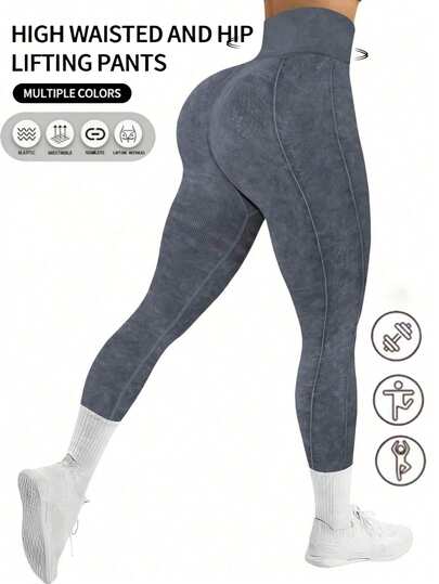 Leggings casuales y deportivos de para mujer,Pantalones deportivos de yoga sin costuras para mujer, de cintura alta, alta elasticidad, transpirables y que absorben la humedad, que levantan el trasero, versátiles