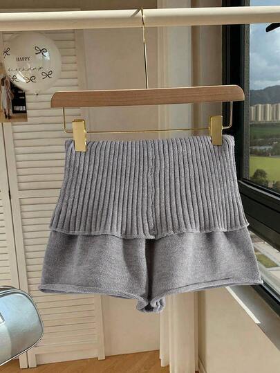 GlowEve 女士纯色弹力腰带休闲针织短裤