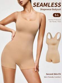 SHAPORA 1pc Seamless Comfortable Skin-Friendly Women Shapewear Bodysuit - Apricot - View 1