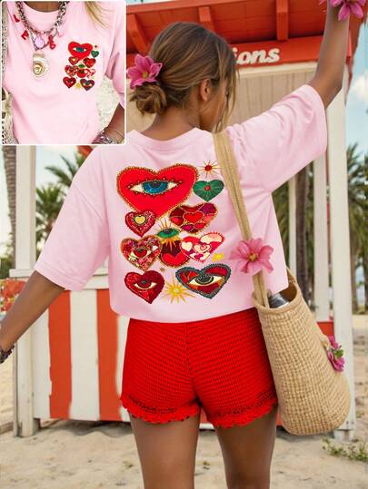 DrmWander Camiseta de mujer, camiseta gráfica de manga corta de estilo casual de calle, linda blusa de verano