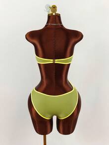 Amplova 1 pièce Maillot de bain une pièce sexy et échancré dans le dos pour femmes, avec des couleurs contrastées, convient pour la plage, les vacances, le printemps/été - Multicolore - Voir 3