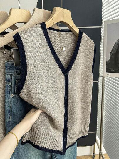 Franclia 新款秋冬简约韩版叠穿通勤百搭女式毛衣背心