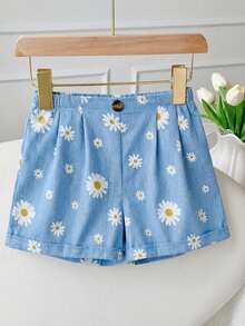 LMoss Kids Young Girl Woven Contrast Color Casual Shorts,Kids - Blue - View 5