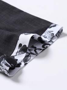 Manfinity Homme Áo sơ mi nam tay ngắn in hoa, cài cúc phía trước, kiểu dáng thường ngày, áo sơ mi đen nam, áo sơ mi đen viền hoa, áo sơ mi nam đi biển, áo sơ mi tay ngắn nam kiểu dáng thường ngày, áo sơ mi đi nghỉ mát. - màu đen - Xem 6