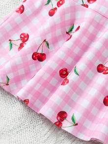 Emery Rose Kids Emery Rose Kids 女童樱桃格子印花拉链长袖连体泳衣 夏季假日 - 粉色 - 查看 4
