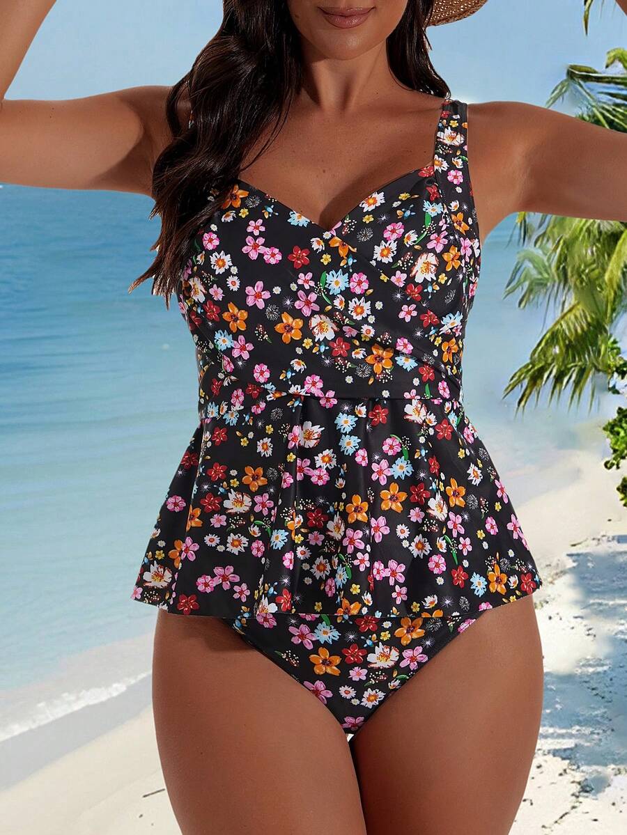 Swim Lushoire Women's Casual Christmas Beach Party Printed Bikini 2 Pieces Swimwear Set - Multicolor - View 1