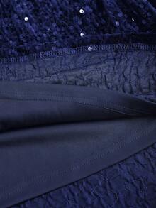 Sweetra Sequin Backless Mini Dress, Valentine's Day Outfits - Navy Blue - View 5