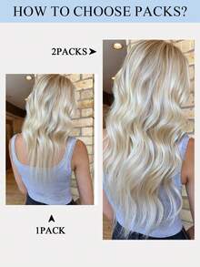 10Pcs Double Inject Hole Weft Hair Extension, Platinum Blonde Color Twin Tab, Natural Pull Through Micro Hair, Natural Look Hairpiece For Salon Natural High Quality Real Remy Human Hair - Multicolor - View 8