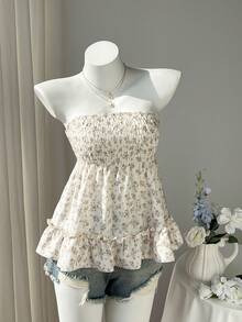 Elamini 女士碎花抹胸上衣 - 彩色 - 查看 1