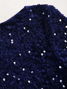 Sweetra Sequin Backless Mini Dress, Valentine's Day Outfits - Navy Blue - View 3