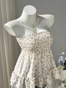 Elamini 女士碎花抹胸上衣 - 彩色 - 查看 6