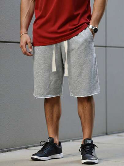 ResortEase Pantalones cortos de punto talla grande para hombres, sueltos y versátiles de uso casual