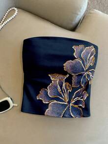 Resyla Y2K芙蓉花图案吊带露脐上衣 - 彩色 - 查看 1