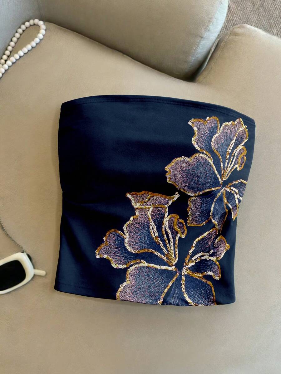 Resyla Y2K芙蓉花图案吊带露脐上衣 - 彩色 - 查看 1