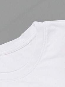 Manfinity Dauomo Men's Round Neck Letter Print Casual Versatile Daily Wear Short Sleeve T-Shirt - White - View 4