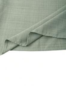 Linhara 大码女式夏季优雅通勤圆领褶皱纹理A字无袖衬衫 - 綠色 - 查看 7