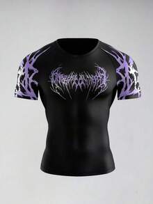 Manfinity Sport Polished Men's Gothic Style Printed Slim Fit Athletic T-Shirt - Multicolor - View 2