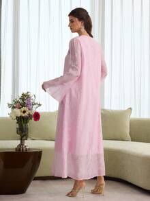 Yasmyna Women's V-Neck Ruffle Hem Casual Loose Party & Travel Dress - Pink - View 6